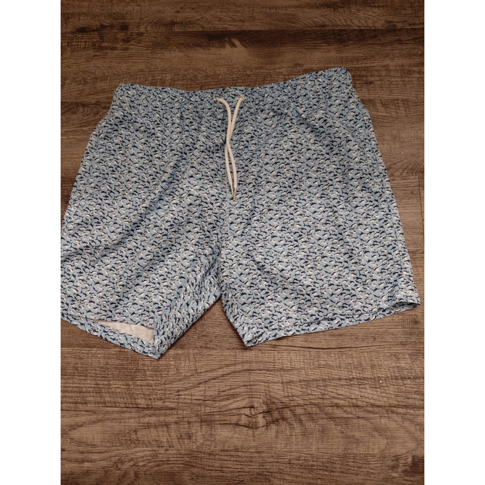 Men's Blue Wave Swim Trunks XXL Lined Elastic Waist Drawstring